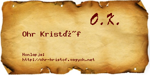 Ohr Kristóf névjegykártya